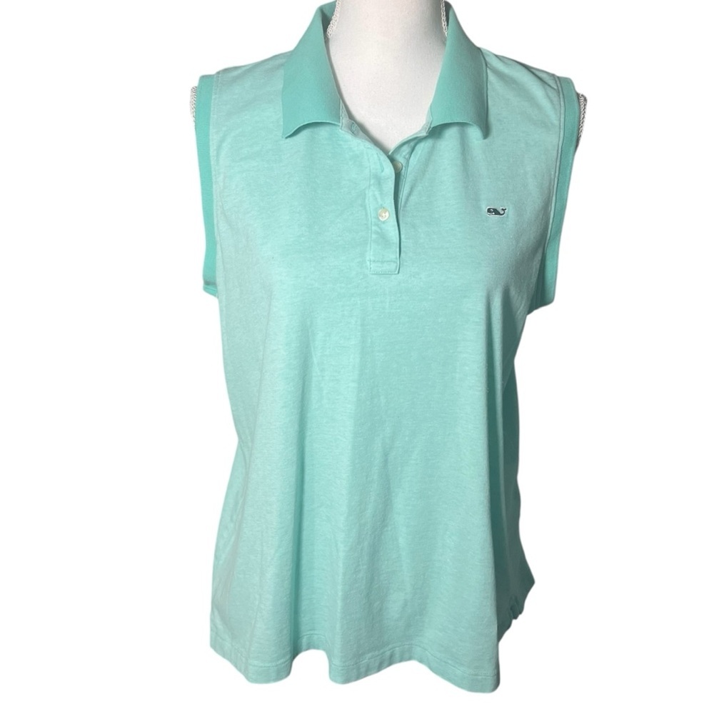 Vineyard‎ Vines Sleeveless Polo Aqua Contrast Trim Size XL Summer Golf Preppy